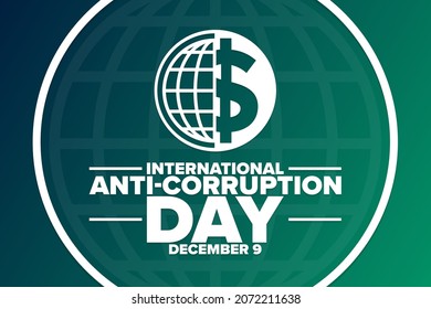 International Anti-Corruption Day. December 9. Holiday concept. Template for background, banner, card, poster with text inscription. Vector EPS10 illustration