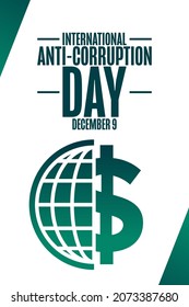 International Anti-Corruption Day. December 9. Holiday concept. Template for background, banner, card, poster with text inscription. Vector EPS10 illustration