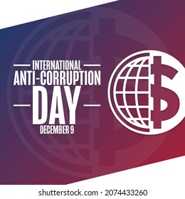 International Anti-Corruption Day. December 9. Holiday concept. Template for background, banner, card, poster with text inscription. Vector EPS10 illustration