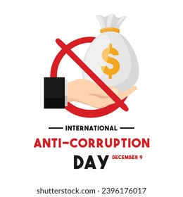 International Anti-Corruption Day. December 9. Poster, banner, card, background. Eps 10