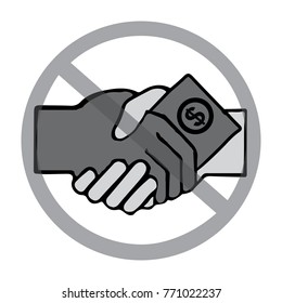 International Anti-corruption day icon, logo, symbol, sign. Isolated on white background. Background, template, poster or banner. Grayscale. Anti corruption day, December 9, 2017. Vector illustration