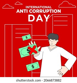 International Anti-Corruption Day, illustration of rejecting corruption, rejecting corruption money by hand 