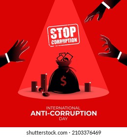 international anti-corruption day poster and social media post. vector illustration svg