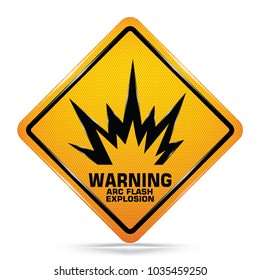 International Arc Flash Hazard Yellow Warning Dangerous Icon On White Background, Attracting Attention Security First Sign, Idea For,graphic,web Design,EPS10.