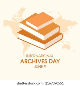 International Archives Day vector. Pile of books and world map icon vector. Stack of books illustration. June 9. Important day