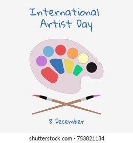 International Artist Day. Greeting card. Flat vector stock illustration
