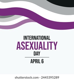 Poster-Vektorillustration zum Internationalen Tag der Asexualität. Abstraktes Schwenken asexuelle Stolz-Flag-Symbol-Vektorgrafik. Vorlage für Hintergrund, Banner, Karte. 6. April jedes Jahr. Wichtiger Tag