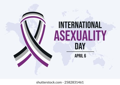 International Asexuality Day poster vector illustration. Asexual awareness ribbon icon vector. LGBT asexual pride flag ribbon graphic design element. April 6. Important day