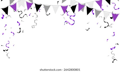 International Asexuality Day poster vector illustration. LGBTQIA asexual with flag , ribbon and confetti