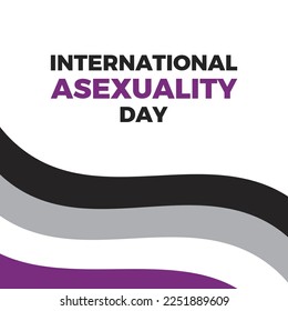 Vector del Día Internacional de la Asexualidad. Resumen ondeando un icono de bandera asexual de orgullo aislado en un fondo blanco. 6 de abril. Día importante