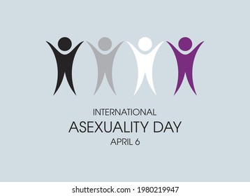International Asexuality Day vector. Group of multicolored people abstract vector. Colorful people figures standing in a row vector. People in colors of asexual flag. Asexuality Day Poster, April 6