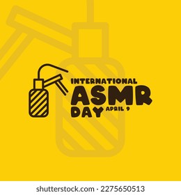 International ASMR Day design vector on yellow background. April 9. Microphone line icon. Flat design vector. Poster, banner, card, background. Eps 10.