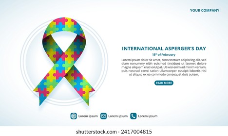 International Asperger's Day background with a puzzle ribbon and circle