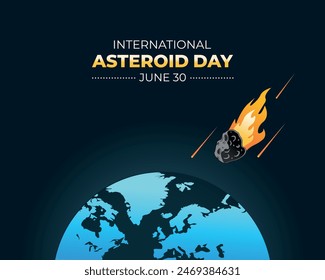 International Asteroid Day. 30 June. Holiday concept. Template for background with banner, poster and card. Vector illustration. Flat Design.