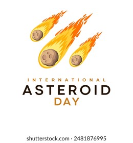 International Asteroid day 30th June celebration banner with earth globe and different asteroids coming towards it. The day is to raise awareness about asteroid and ways to protect earth