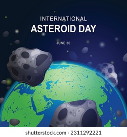 International Asteroid Day background. International Obscure Technology. Vector illustration.