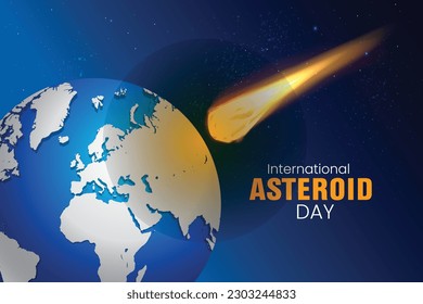 international asteroid day. asteroid day concept, banner, poster, social media post template design.