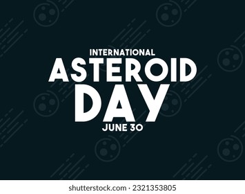 Designvektor für den Internationalen Asteroidentag. 30. Juni. Nahtloses Muster. Dunkelblauer Hintergrund. Flaches Design, Vektorgrafik. Poster, Banner, Karte, Hintergrund. EPS10.