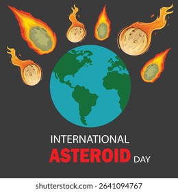 International Asteroid day, end of the world vector illustration