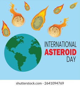 International Asteroid day, end of the world vector illustration