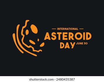 International Asteroid Day. June 30. Black background. Flat design vector. Poster, banner, card, background. Eps 10.