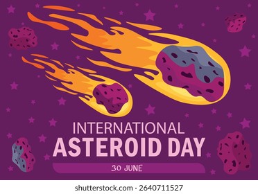 INTERNATIONAL ASTEROID DAY VECTOR POSTER, COVER, BACKGROUND, BANNER, FLYER, WALLPAPER GRAPHICS NEW DESIGN