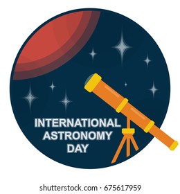 International Astronomy Day. Telescopic view of galaxy conceptual illustration vector.
