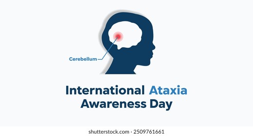 International Ataxia Awareness Day. Brain and human. Great for cards, banners, posters, social media and more. White background.