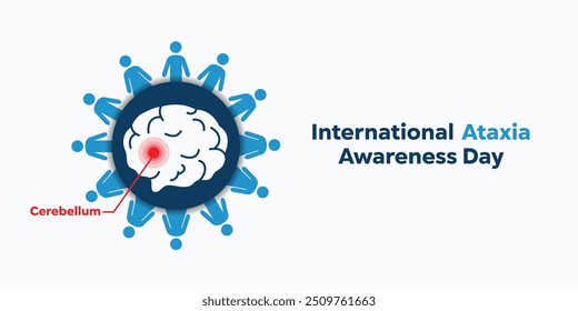 International Ataxia Awareness Day. Brain and people icons. Great for cards, banners, posters, social media and more. White background.