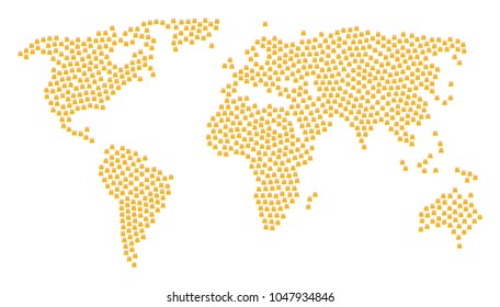 International atlas pattern designed of birthday cake pictograms. Vector birthday cake design elements are combined into conceptual geographic illustration.