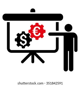 International Banking Project vector icon. Style is bicolor flat symbol, intensive red and black colors, rounded angles, white background.