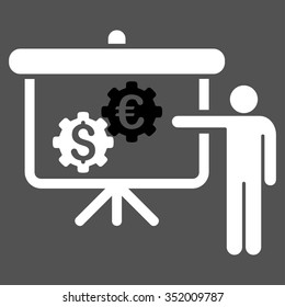 International Banking Project vector icon. Style is bicolor flat symbol, black and white colors, rounded angles, gray background.