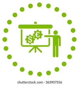 International Banking Project vector icon. Style is flat circled symbol, eco green color, rounded angles, white background.