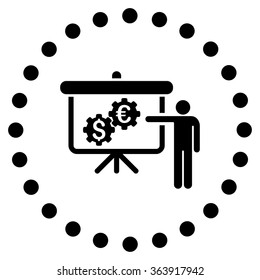 International Banking Project vector icon. Style is flat circled symbol, black color, rounded angles, white background.