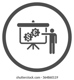 International Banking Project vector icon. Style is flat circled symbol, gray color, rounded angles, white background.