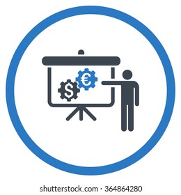 International Banking Project vector icon. Style is bicolor flat circled symbol, smooth blue colors, rounded angles, white background.
