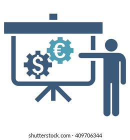 International Banking Project vector icon. Style is bicolor flat symbol, cyan and blue colors, white background.