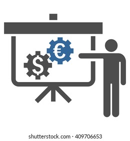 International Banking Project vector icon. Style is bicolor flat symbol, cobalt and gray colors, white background.