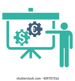 International Banking Project vector icon. Style is bicolor flat symbol, cobalt and cyan colors, white background.