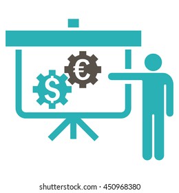 International Banking Project vector icon. Style is bicolor flat symbol, grey and cyan colors, white background.
