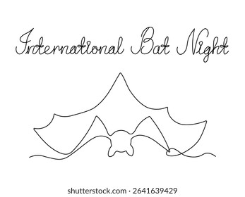 International Bat Night. Abstract bat. continuous single one line art hand drawing sketch logo 