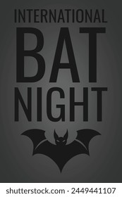International bat night holiday banner or poster with cartoon bat on night background