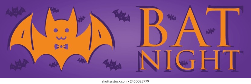 International bat night holiday banner or poster with cartoon bat on night background
