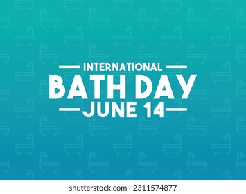 International Bath Day. June 14. Seamless pattern bathtub. Gradient background. Eps 10.