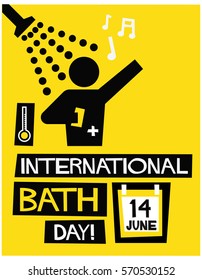 INTERNATIONAL BATH DAY – JUNE 14 (Flat Style Vector Illustration Quote Poster Design)