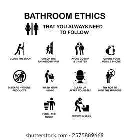 International Bathroom Toilet Etiquette Ethics Sign and symbol Illustration Vol 02