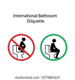 International Bathroom Toilet Etiquette Sign and symbol Illustration Vol 01