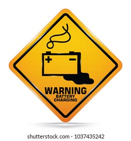 International  Battery Charging Hazard Symbol, Yellow Warning  icon on white background, Attracting attention Security First sign, Idea for graphic, web design, Vector, EPS10.