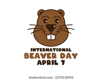 International Beaver day. April 7. Cute beaver head design vector. White background. Flat design vector. Poster, banner, card, background. Eps 10.