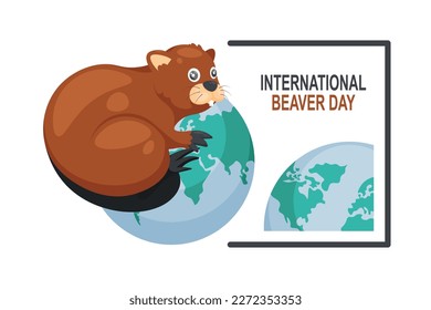 International Beaver Day background. Vector illustration background. 
